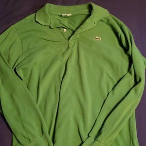 Green Lacoste Long Sleeve Polo